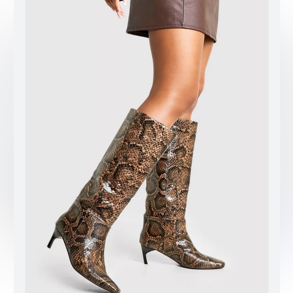 NEW Antonio Melani Snake Patent Leather Standard Tall Dress Boot Size 6 - Picture 1 of 15